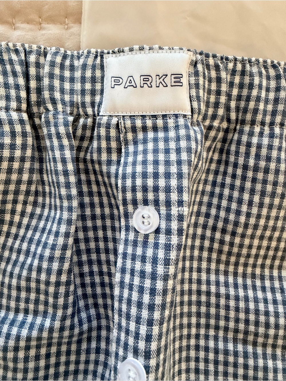Parke Coastal Collection NEW Blue and White Gingham Cotton Boxers medium - Picture 2 of 6
